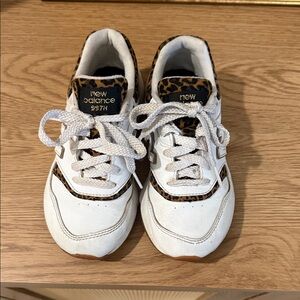 New Balance White and Leopard Sneakers